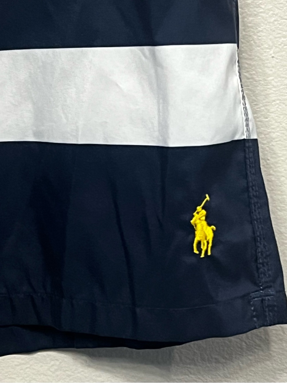 Polo by Ralph Lauren Yellow Navy White Striped Swim Trunks XL Color block Beach - Picture 2 of 11